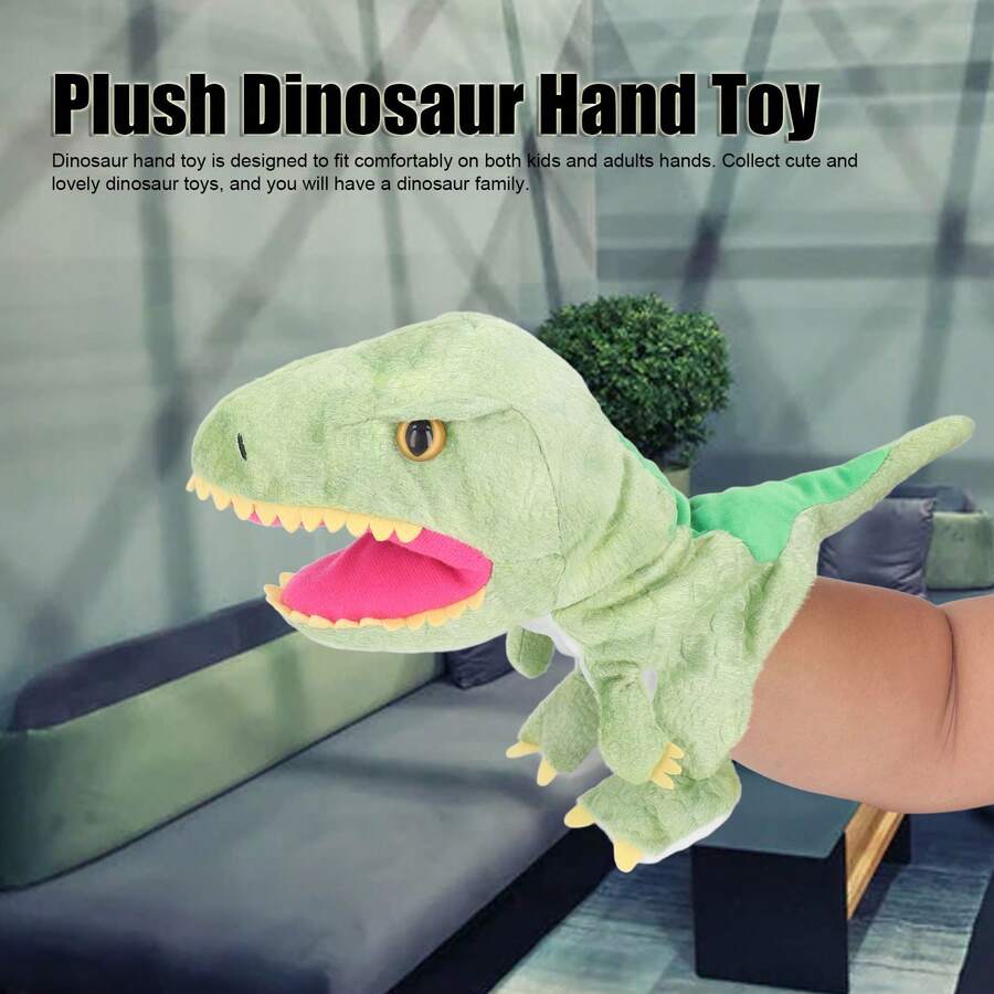 Juguete de mano de dinosaurio de peluche verde de 11,8 pulgadas - Figura de dinosaurio realista - Adecuado para regalo de cumpleaños - 1 pieza - Multicolor - Ver 1