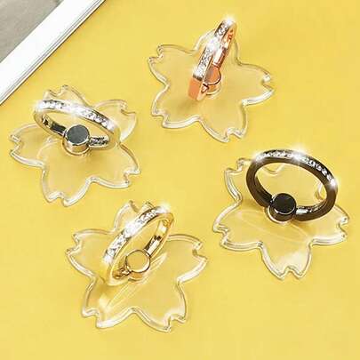 Cherry Blossom Rhinestone Phone Holder, Transparent Cherry Blossom Stand, 360° Rotating Ring Holder, Transparent Phone Stand Compatible With Most Phones, Tablets And Phone Cases, Compatible With IPhone, Android Phones, Birthday Gift, Gift For Family And Friends, Phone Ring Holder, Phone Accessories