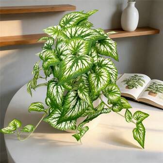 1/3 piezas, Plantas colgantes artificiales de 27.5/15.7 pulgadas, Hojas de hiedra falsas, Enredaderas artificiales con flores colgantes, Hojas de sandía decorativas, Adecuado para boda, pared, casa, habitación, jardín, interior, exterior, hogar, oficina, estantería (sin maceta)