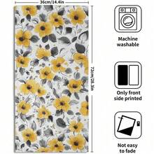 Black White Polka Dot Towels Set Of 2, Boho Polka Dot Hand Towels For Bathroom 14"X28" Vintage Doodle Towels Soft Absorbent Bathroom Hand Towel For Face, Gym, Spa, Kitchen - 春夏黃色花朵 - 查看 2