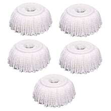5 PCS Microfiber Replacement Mop Head Spin Mop Head Replacement 5-Pack, Microfiber Refill Heads Universal For 360 Spin Magic Mopping, Round Shape Standard Size (White) - trắng - Xem 7