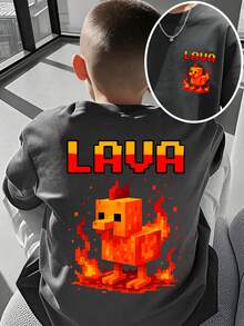 Tween Boy Cartoon Graphic Print Short Sleeve Casual Round Neck T-Shirt - Dark Grey - View 10