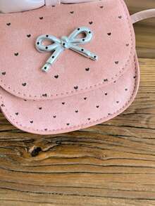 1pc Girls Polka Dot Bow PU Magnetic Closure Cute Mini Crossbody Bag, Suitable For Daily Use All Seasons