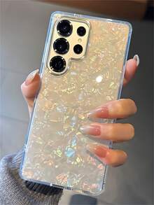 Luxury Golden Camera Frame Colorful Shell Pattern Acrylic Shockproof Phone Case Compatible With Samsung Galaxy S25Ultra S24Ultra S23Ultra S25 S24 S23 Plus A56 A55 A54 A16 A15 A14 5G Cute Translucent Men's And Women's Styles Anti Drop Case - Vibrant Colors - View 6