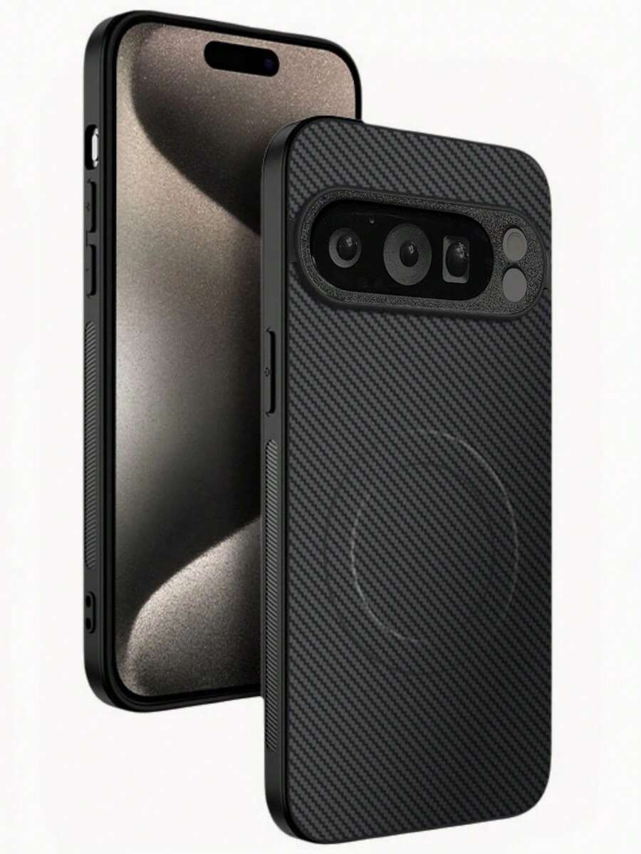 奢华磁吸无线充电仿碳纤维纯色条纹软壳手机壳，兼容谷歌Pixel 10/9 Pro XL/8/7/6 Pro/9A/8A/7A/6A 5G，哑光商务简约保护壳