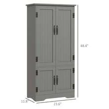 HOMCOM 48.5" Kitchen Pantry Cabinet With 2 Adjustable Shelves And 4 Beadboard Doors, Compact Farmhouse Kitchen Storage Cabinet For Dining Room, Gray - Grey - View 2