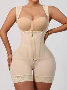1pc Sports Style Waist Cincher With Drawstring And Zipper, Elastic Fabric To Slim And Shape Waist And Abdomen
