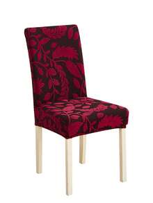 1/2/4/6件装毛绒天鹅绒椅套，植物叶子提花图案，高弹力，可水洗，装饰性椅套，适用于各种场合 - 酒紅色 - 查看 13