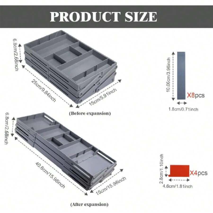 Organizador de cajones, organizador de cajones de varias capas, bandeja organizadora de joyas expandible, ahorra espacio, expositor plegable de maquillaje para tocador baño,37566254 - Rosa Fucsia - Ver 1