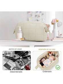 Cosmetiquera Para Maquillaje, Bolsa De Maquillaje Grande, Cosmetiquera De Viaje, Bolsa De Tocador Neceser Portátil, Neceser Mujer Para Viaje, Bolsa De Lavado Impermeable Por Viaje Portátil - lechoso - Ver 6