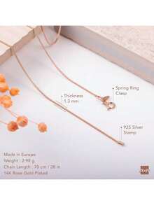 TendenciaAmberta Cadena Barbada Plata de Ley 925 Chapada en Oro Rosa 14k 1.3mmCalidad premium - 500 milímetros - Ver 6