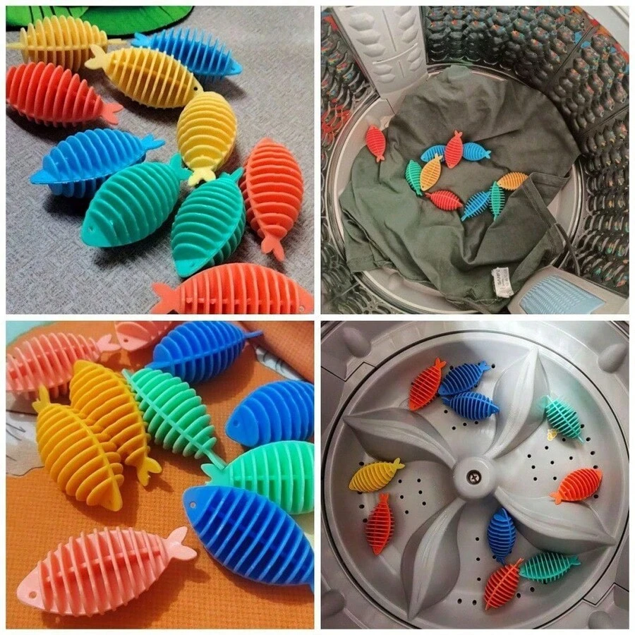 1/2/3/4件装可重复使用洗衣机绒毛收集器 - 硅胶鱼形绒毛去除器 - 用于去除衣物、毯子和毛巾上的宠物毛发 - 高效洗衣机毛发收集器,去除猫狗毛发 - 家用洗衣工具,让衣物更干净、无毛发 - 彩色 - 查看 1