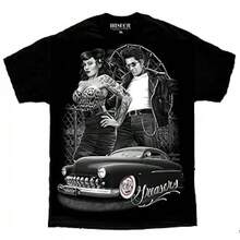 Greasers Pinup Rockabilly Tattoo Lowrider Hot Rod David Gonzales Art DGA T Shirt XXXX-Large Black - 圖片的主色調 - 查看 1