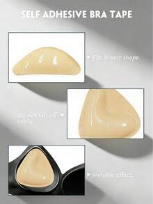 1 Pair Double-Sided Breathable Self-Adhesive Bra Pads, Thickened Triangle Push-Up Design, Reusable, Invisible Bikini Bra Inserts, Suitable For Swimming - Multicolor - View 4