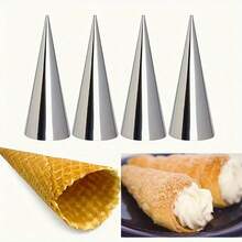 5/10/20 piezas Juego de moldes de acero inoxidable para enrollar crema - Para profiteroles, gofres y utensilios de cocción - Plateado - Ver 7