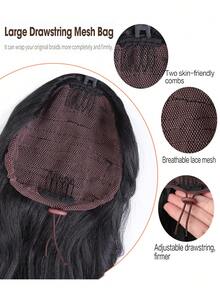 Wavy Hair Ponytail Extensions Wig Synthetic Drawstring Roman Curl Ponytail Hairpiece With Combs Ringlet Curl Hair For Women Wear - Multicolor - View 3