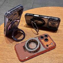 Luxury Bling Glitter Camera Diamond Ring Stand Phone Case Compatible With IPhone 17 Pro Max 16 15 14 13 12 Air - Gradient Sequin Electroplated Cover, Hidden Kickstand, Sparkly Case For Girls & Women Shell - Black - View 9