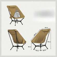 Silla Plegable Camping, Comoda, Portatil, Compacta y Resistente para Playa, Pesca, Senderismo, Exterior y Descanso, Impermeable con Bolsos Multiusos - Hill Comfort (Caqui).silla plegable/sillas de playa/sillas para jardin - Caqui - Ver 3