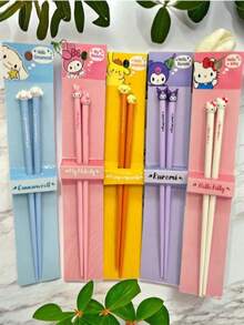 SANRIO 1 Đôi đũa thiết kế ngộ nghĩnh với hình nhân vật hoạt hình Keroro, ,  dễ thương, chống trượt và chống mốc, dụng cụ ăn uống và đồ dùng tiệc tùng tiện lợi - Nhiều màu - Xem 1