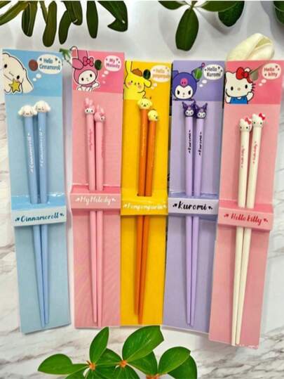 Sanrio 1双趣味筷子，可爱卡通Keroro、Cinnamoroll、My Melody造型模具，防滑防霉，便携式餐具及派对用品