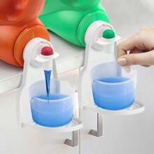 1 Laundry Detergent CupQ Holder, Laundry Detergent Drip Collector, Portable Laundry Organizer Clip, Fits Snugly Onto The Detergent Bottle Spout, Preventing Detergent And Fabric Softener From Dripping Or Making A Mess In The Laundry Room, Foldable Design. - 白色 - 查看 6