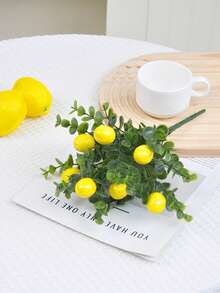 2/6/10pcs Artificial Lemon Branches, Green Eucalyptus Stems With Yellow Faux Fruits, Farmhouse Style Wedding Home Decor, Spring Decor, Mum Gifts, Best Friend Gift, Birthday Gift, Bridal Bouquet, Fake Flowers, Fake Plant, House Decor, Home Decor, Room Decor, Wedding Decorations, Wedding Accessories, Gifts For Women, Bedroom Stuff, Table Centerpiece, Artificial Plant - Eucalyptus Lemon - View 6