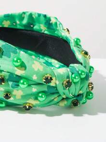 1 chiếc băng đô vải in họa tiết ngày lễ Thánh Patrick, họa tiết cỏ ba lá tối giản, phụ kiện tóc không thể thiếu cho ngày lễ Ireland, quà tặng ngày lễ cho bạn bè. - màu xanh lá - Xem 4