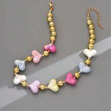 قلادة قلب ملونة فاخرة جديدة، قلادة سلسلة خرز الدوبامين، متعددة الاستخدامات للأداء والارتداء في الحفلات - قلادة ملونة - مشاهدة 7