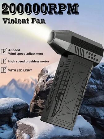 Electric Air Duster, Turbo Jet Fan, 200000RPM 4-Gear Adjustable Compressed Air Duster With Light, Rechargeable Brushless Motor Air Blower For Keyboard, PC, Car, And Home Cleaning Reusable Replaces Compressed Air Can