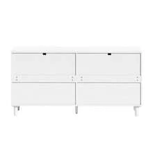 Cómoda de ratán blanco de 59 pulgadas con 6 cajones - Cuenta con tiradores de metal y patas de madera, ideal para dormitorio, sala de estar o almacenamiento en el pasillo - 59", blanco + MDF + cajones de diferentes tamaños - Ver 7