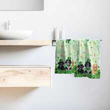 Black White Polka Dot Towels Set Of 2, Boho Polka Dot Hand Towels For Bathroom 14"X28" Vintage Doodle Towels Soft Absorbent Bathroom Hand Towel For Face, Gym, Spa, Kitchen - 聖派翠克犬 - 查看 6