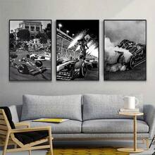 3 件套黑白 F1 赛车主题装饰画，现代简约海报，适用于卧室、客厅、书房、走廊、餐厅，理想的礼物，墙壁艺术装饰，高品质艺术印刷，无框 - 彩色 - 查看 11