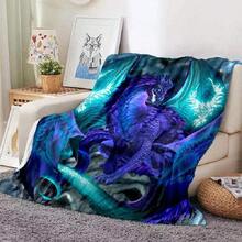 Colorful Dragon Pattern Flannel Throw Blanket Soft Cozy Lightweight Warm For Bedroom Sofa Couch Bed Decoration Teen S Gifts.Jpg - trắng - Xem 1