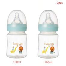 1pc/2pcs Baby Milk Bottle, 5cm Diameter, PP Material, Heat Resistant Up To 120°C, Microwave Body, Clear Measurement Marks, Soft Nipple, Convenient For Baby Daily Use