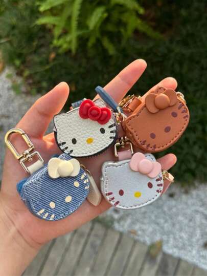 Sanrio 1pc Hello Kitty Shaped Coin & Earphone Holder, Cute & Unique Accessory For Car Decoration, Women's Handbag, Backpack, Crossbody Bag, Keychain, Personalized Gift For Kids, Birthday, Back To School, Travel, Party, Couples, Wedding