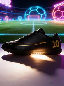 Teenagers' Sports Football Shoes, Campus Student Boys & Girls Football Training Shoes, Football Match Specialized Shoes, Studded Non-Slip, Good Foot Feel, Lightweight & Comfortable (Some With Shoe Oil On Uppers And Soles) - Black - View 6