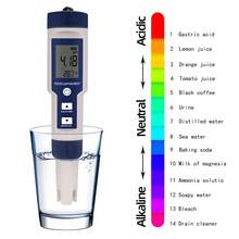 5 in 1 Water Quality Tester Digital Meter Water Quality Analyzer Detector PH/ TDS/ EC/ Temperature/ Salinity Testing IP67 Water Resistance Backlight Display - Azul - Ver 4