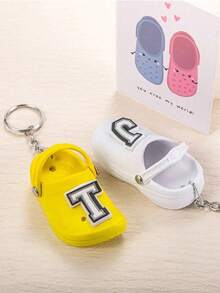 1/3/5pcs Custom Letter Creative Miniature Keychain, Available In Multiple Colors. Personalized Slipper Keychains With Letter Pendants And Colorful Shoe Decorations. Can Be Used For DIY Car Keys,Bags, Backpacks, Phone Case Charms. - Multicolor - View 4