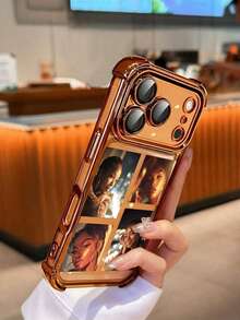 1pc Customized Personalized Photo Phone Case, Electroplated Shockproof Soft Silicone Protective Cover Compatible With Iphone 17 16 15 14 13 12 11 Pro Promax Plus, Galaxy S25 S24 S23 S22 Ultra Edge, OPPO Phones, Anniversary, Valentine's Day, Birthday, Wedding, Mother's Day, Father's Day, Best Friend Gift, Gift For Mom/Dad, Boyfriend, Girlfriend - Gold - View 8