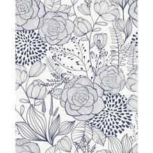 Wudnaye Navy Blue Floral Peel And Stick Wallpaper Blue And White Wallpaper 16.9\*118\ Navy Floral Stick And Peel Wall Paper Flowers Contact Paper Se- Adhesive Removable Waterproof For Bathroom Decor - 藍色 17英寸 x 118英寸 - 查看 2