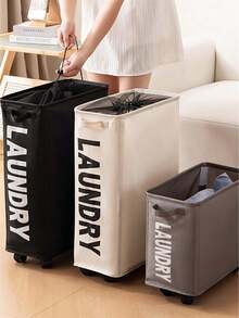 1 giỏ đựng quần áo bẩn gấp gọn cỡ nhỏ/lớn, giỏ đựng quần áo bẩn có thể thu gọn, hộp đựng đồ, thích hợp cho phòng giặt, phòng ngủ, phòng khách, giỏ đựng quần áo bẩn có bánh xe mỏng, thùng đựng quần áo góc hẹp có thể gấp gọn. - Nhiều màu - Xem 3