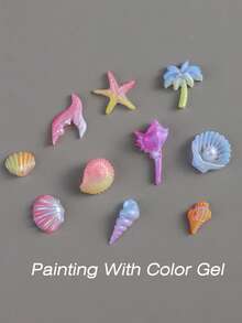 Summer Ocean DIY Nail Art Decorations - Acrylic Beads And Pendants, Including Dolphin, Starfish, Shell And Mermaid Tail Patterns, Suitable For Nail Art, Resin Jewelry, Lip Gloss And Phone Case Decoration Nails - Multicolor - View 3