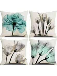 EstiloFundas De Almohada 18X18 Pulgadas, Fundas De Almohada Cuadradas 4 Piezas Bohemian Modern Farmhouse Neutral Decorative Pillow Covers Linen Cushion Covers For Sofa, Bed, Home DecorVersióN Mejorada - gris verdoso - Ver 2