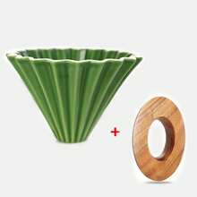 Goteador de café de cerámica, cafetera hecha a mano con filtro de café de Origami, embudo con forma de flor, taza para pastel de café por goteo para el hogar YQEV - traje verde - Ver 13