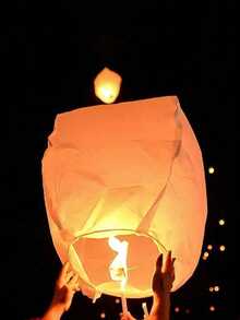 1pc Romantic Paper Lantern/Sky Lantern/Wish Lantern, Made Of Flame Retardant Material, Oval Thickened Paper, Safer To Use. - Multicolor - View 2