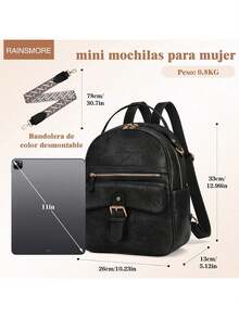 TendenciaRAINSMORE Mochilas para Mujer Pequeñas Mochila Antirrobo Cuero Mochila Monedero para Mujer Impermeable Mochila Informal De Moda Convertible Bolso de Hombro para Viajes Trabajo UniversidadCalidad premium - beige y marrón - Ver 9