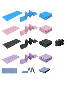 1片173*0.4厘米EVA防滑加宽瑜伽垫，便携式可折叠运动训练垫，适合初学者、健身、舞蹈、普拉提等。 - 彩色 - 查看 9