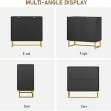 31.5 en Moderno Gabinete Buffet Sideboard con Almacenamiento, Gabinete de Almacenamiento de Acento de Madera con Puertas Dobles / 3 Puertas y Estante, Mesa de Consola Credenza para Comedor Entrada de la Sala de estar - Puertas dobles negras - Ver 8