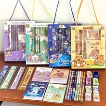 6pcs Capybara Astronaut Themed Stationery Set | Cute Stationery Set, Cute Pencil Case Set, Fun Design, Suitable As Holiday Gift And Student Reward, Ideal For Back To School Season - Multicolor - View 1