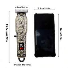 Vintage Transparent Body Men's Hair Clipper | Professional Electric Trimmer With LCD Screen - Hair Cutting & Beard Trimming  Wireless USB Charging  Ideal Valentine's Day Gift For Husband & Dad, Ergonomic Design, Wireless Efficient, Suitable For Beard, Sideburns And Full Body Grooming, Portable Lightweight Electric Shaver, Men's Wireless Trimmer, Precise Hair And Beard Cutting (Yellow/Green/Red/Black/Silver) - 黑銀色 - 查看 2